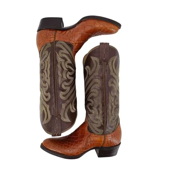 MINT Alligator El Rey Tony Lama 6.5B Honey Brown Cowboy Cowgirl Western Boots - Picture 11 of 16